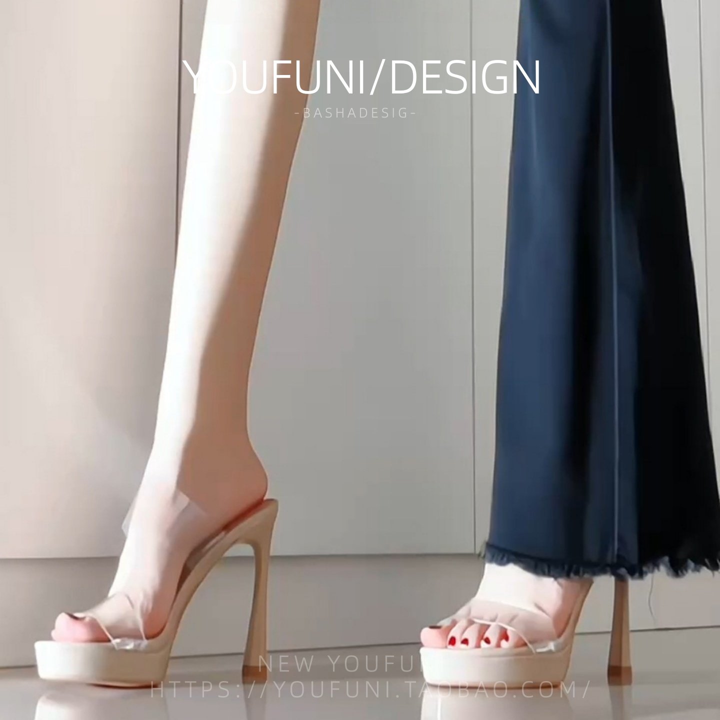 2026夏季新款透明高跟鞋女裸色防水台厚底细跟凉鞋外穿绝美凉拖鞋,女鞋,时装凉鞋,淘宝优惠券,粉丝福利购,淘宝优惠卷