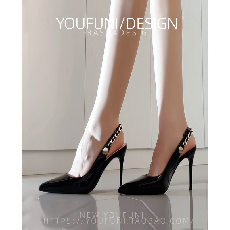 黑色尖头高跟鞋女2026新款细跟漆皮性感御姐单鞋职业通勤包头凉鞋,女鞋,时装凉鞋,淘宝优惠券,粉丝福利购,淘宝优惠卷