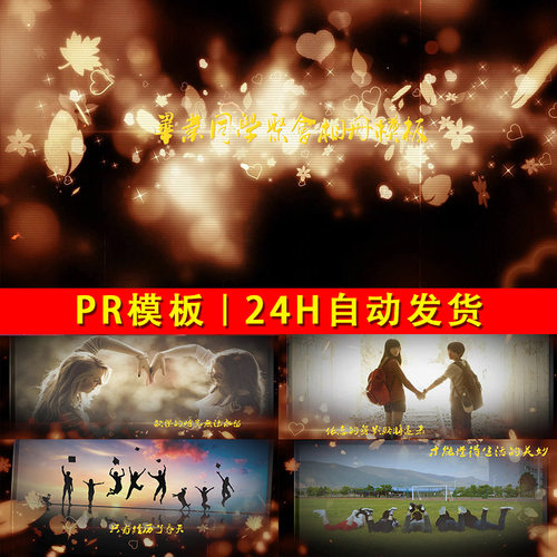 唯美复古枫叶同学聚会校园视频相册少年回忆录图片相框视频PR模板