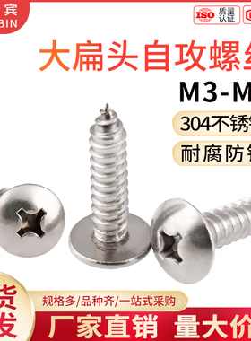 304不锈钢十字大扁头自攻螺丝TA圆头木螺钉伞头M3M3.5M4M5M6喇叭
