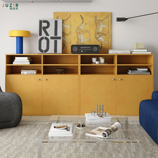 现代简约餐边柜原木风储物收纳柜置物柜客厅展示柜海洋板平替柜子