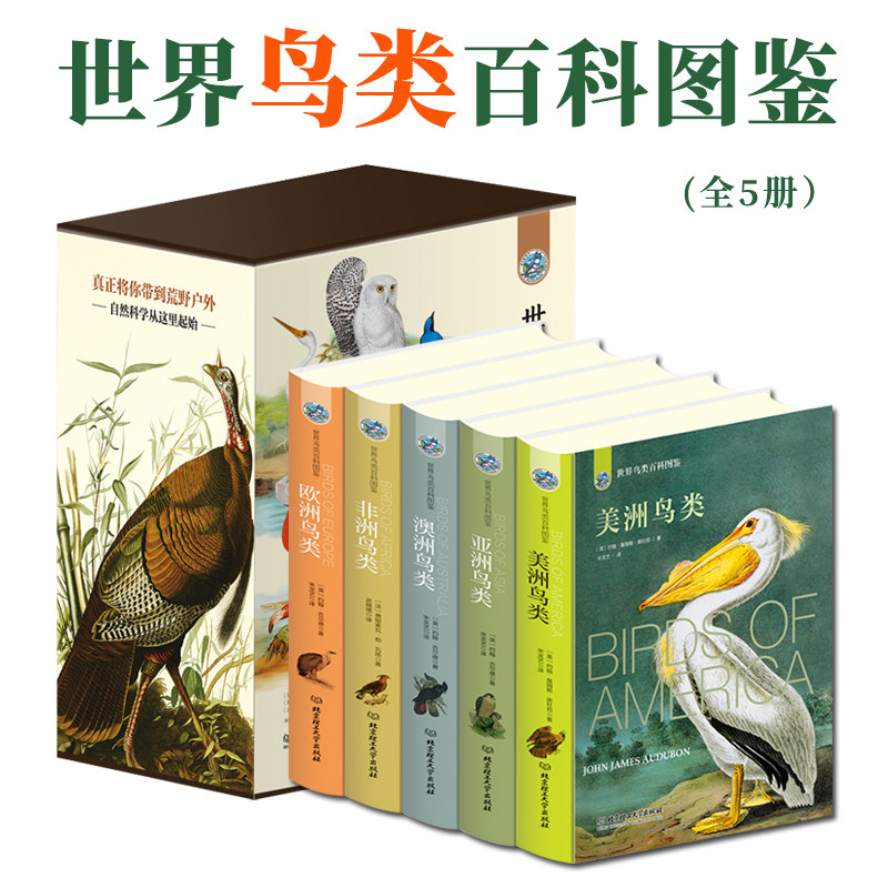 世界鸟类百科图鉴全5册自然界生物五大洲了解鸟类知识科普读物艺术鉴赏手绘精美插图视觉盛宴冒险书澳洲欧洲亚洲美洲非洲精装硬壳