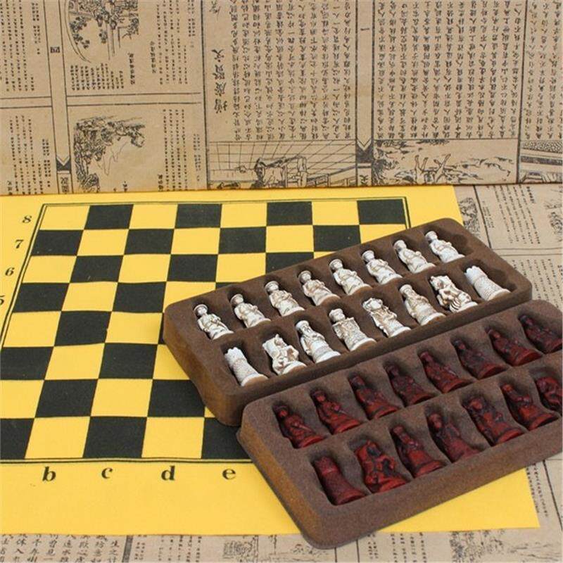 古国际象棋小号棋子皮革棋盘清兵俑棋子人物造型亲子礼品