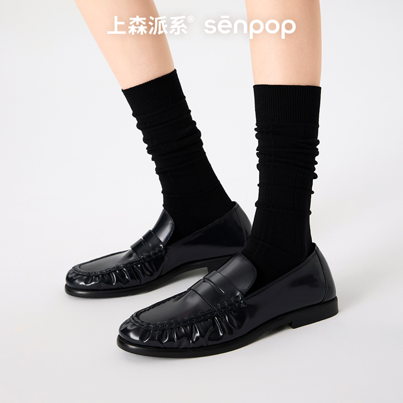 上森桑蚕丝黑色袜子miu系堆堆袜韩系中筒袜长袜女夏薄款配小皮鞋