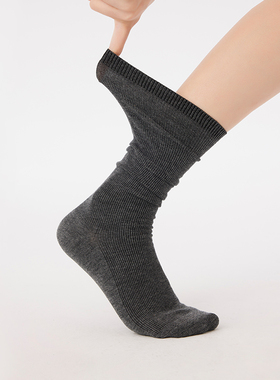 上森灰色堆堆袜长筒袜子女春秋7A抗菌配小皮鞋高筒袜小腿袜黑色棉