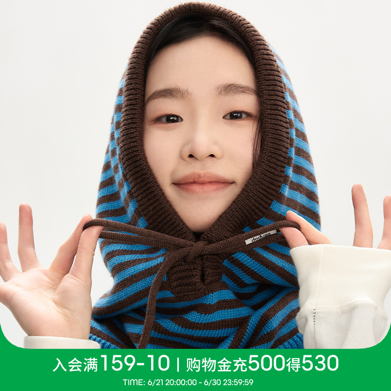 上森围巾帽子一体帽羊毛针织毛线连脖帽女巴拉克拉法帽护耳冬保暖