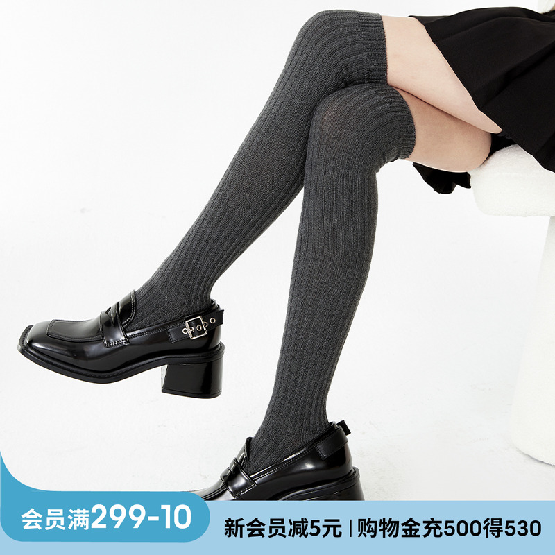 上森派系senpop纯色羊毛过膝袜