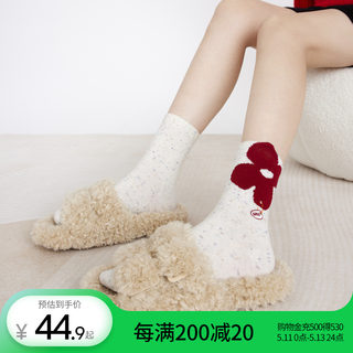 羊毛保暖 |上森袜子女中筒袜白色棉袜月子袜秋冬季ins潮长袜红袜