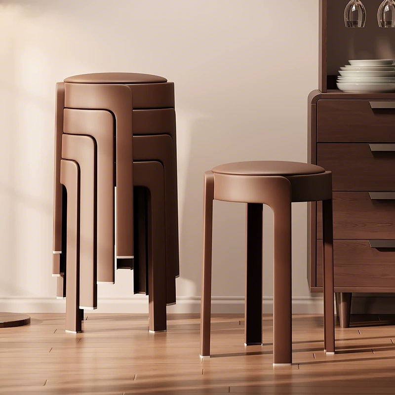 轻奢塑料餐椅可叠放家用圆凳