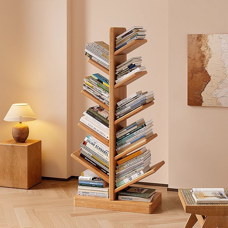 实木树形转角书架靠墙置物架