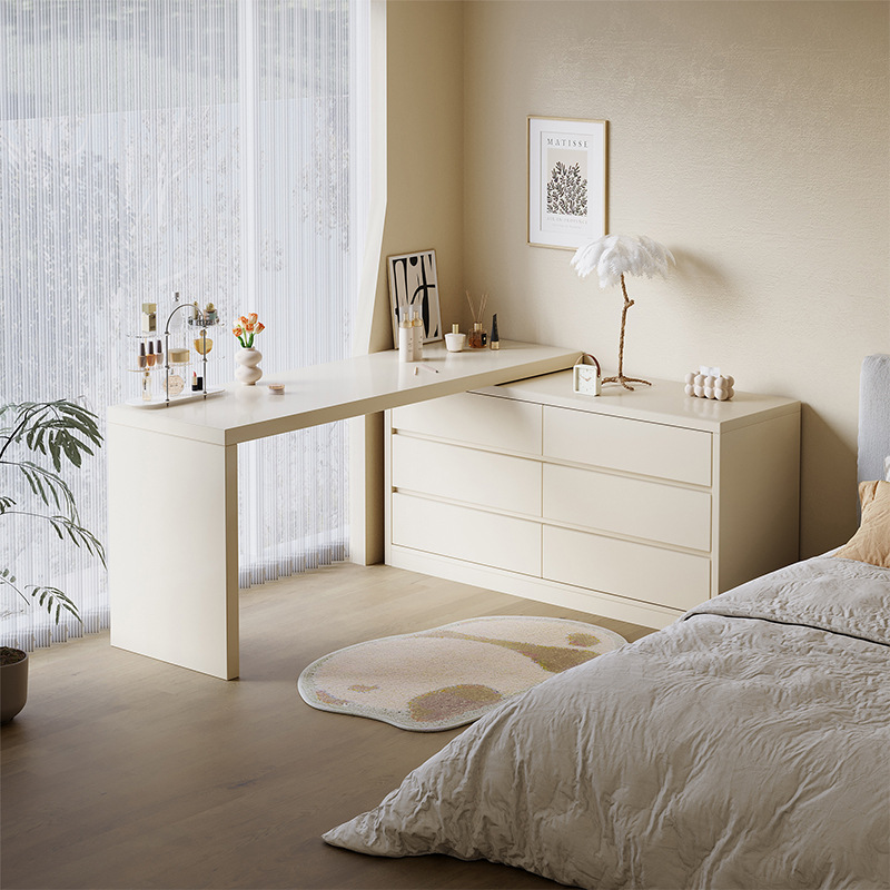 轻奢L型转角书桌一体梳妆台