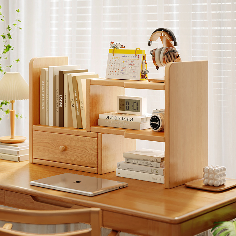 实木桌面置物架收纳书桌小书柜