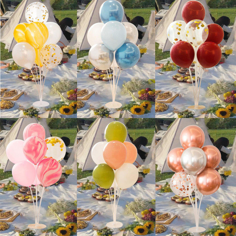 桌飘气球野餐宝宝周岁生日派对户外露营布置网红道具桌面场景装饰