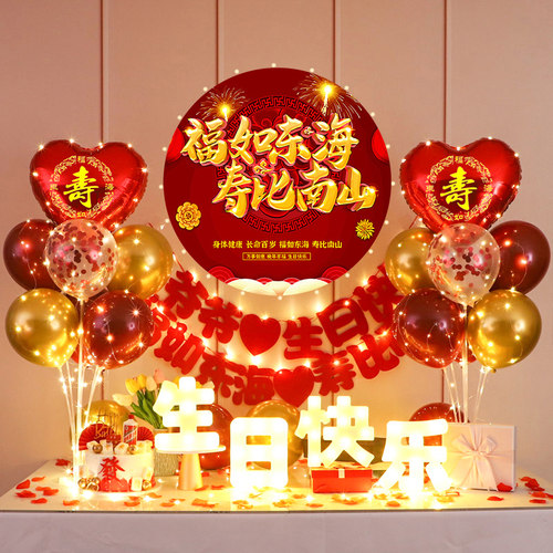 寿宴生日妈妈爸爸长辈气球海报