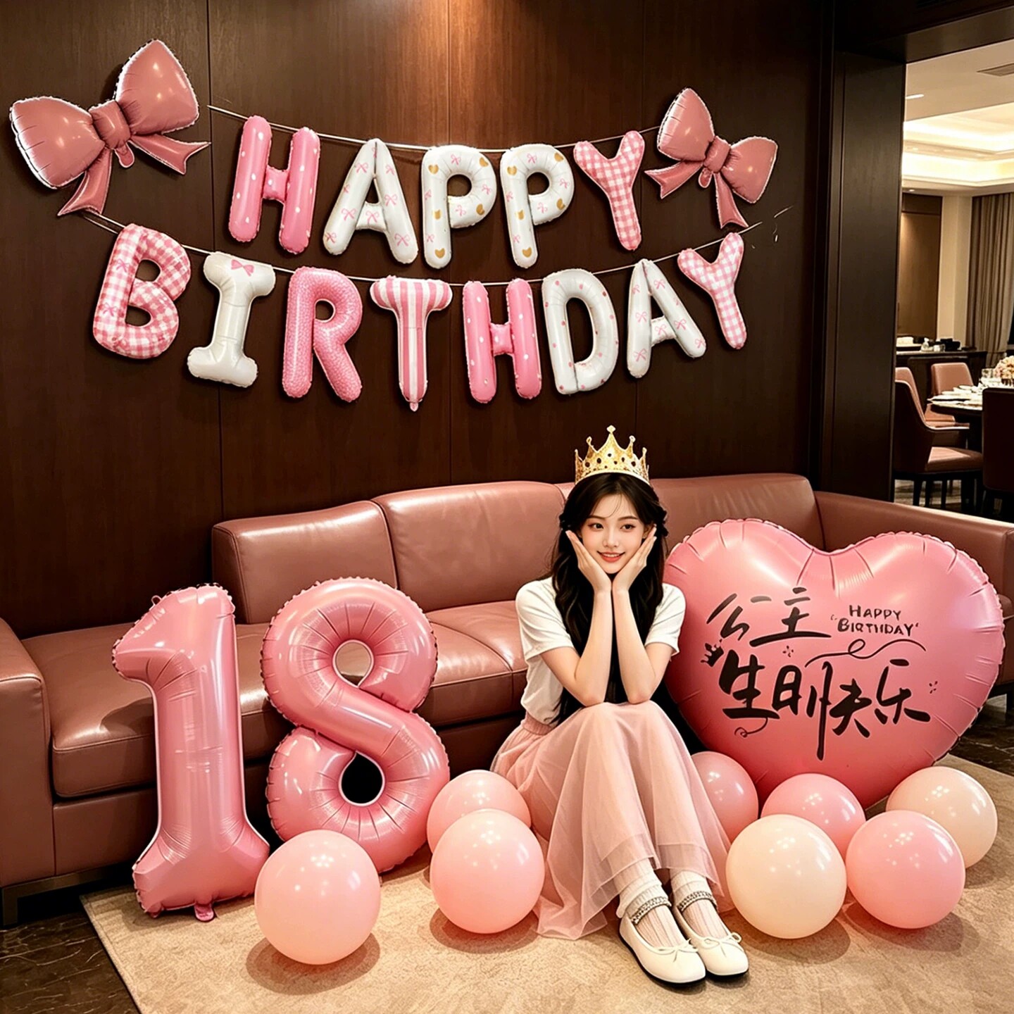 18岁女孩公主生日布置气球