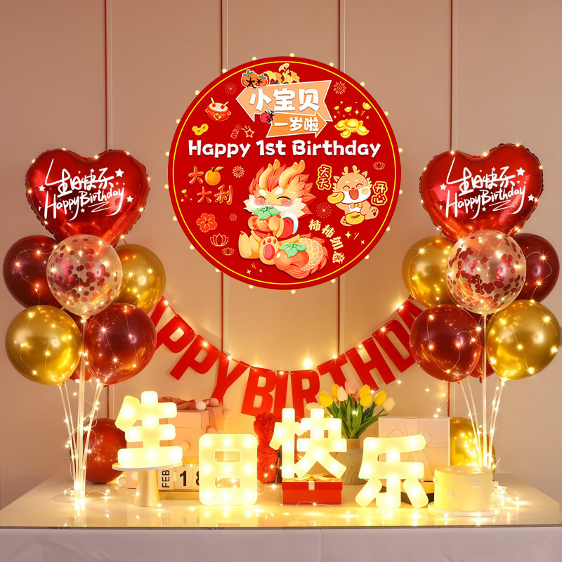 生日快乐海报儿童男孩女宝宝周岁