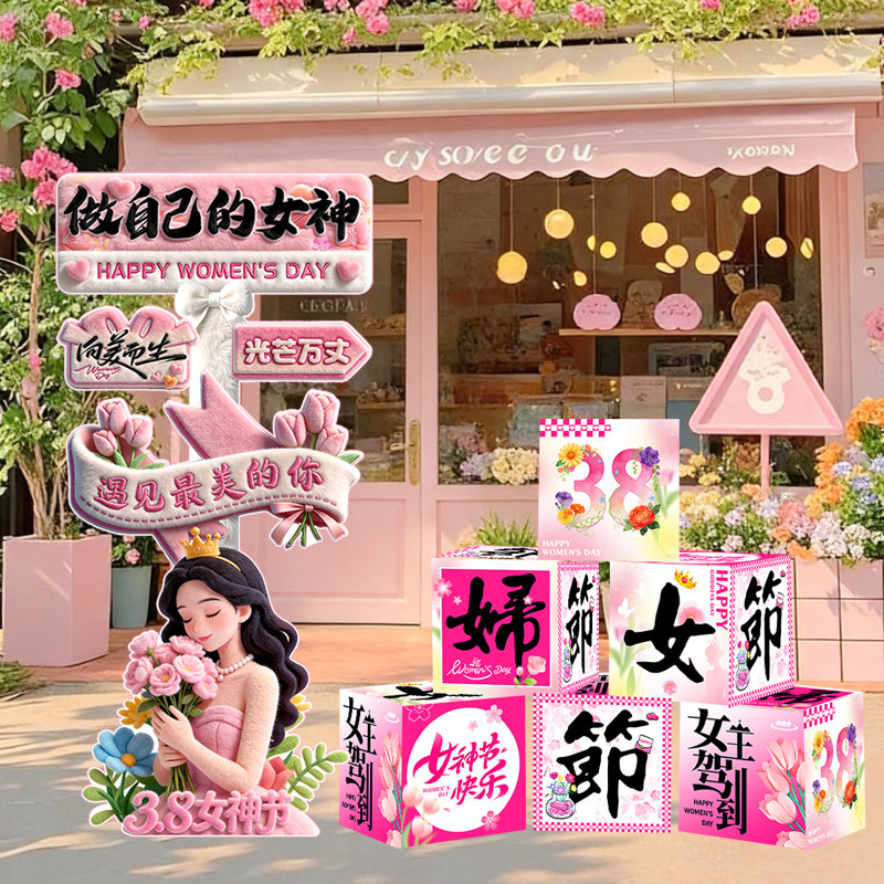 38女神节商场珠宝店kt板地推盒子