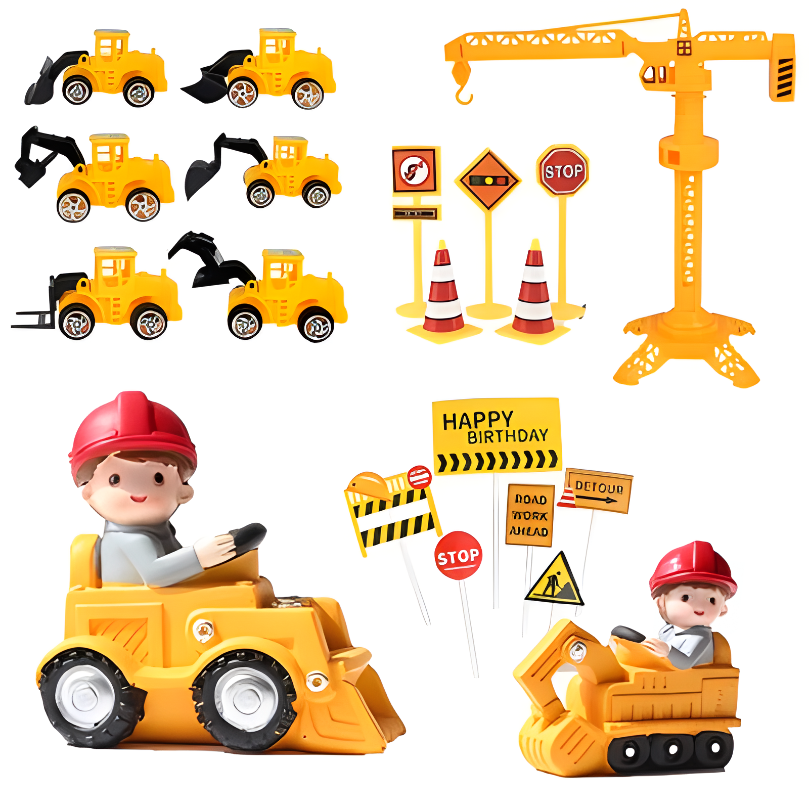 工程车蛋糕装饰摆件挖挖机挖掘机推土车路标路障牌塔吊生日插件,节庆用品/礼品,节日装扮用品,淘宝优惠券,粉丝福利购,淘宝优惠卷