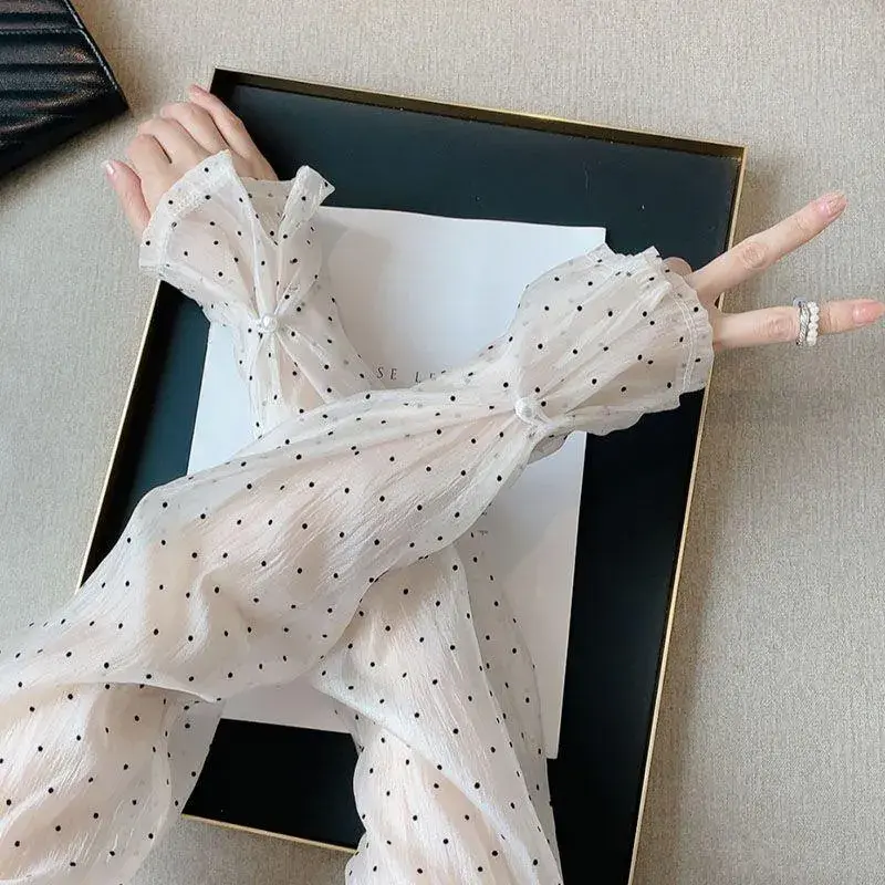 蕾丝波点防晒袖套女2024新款夏季