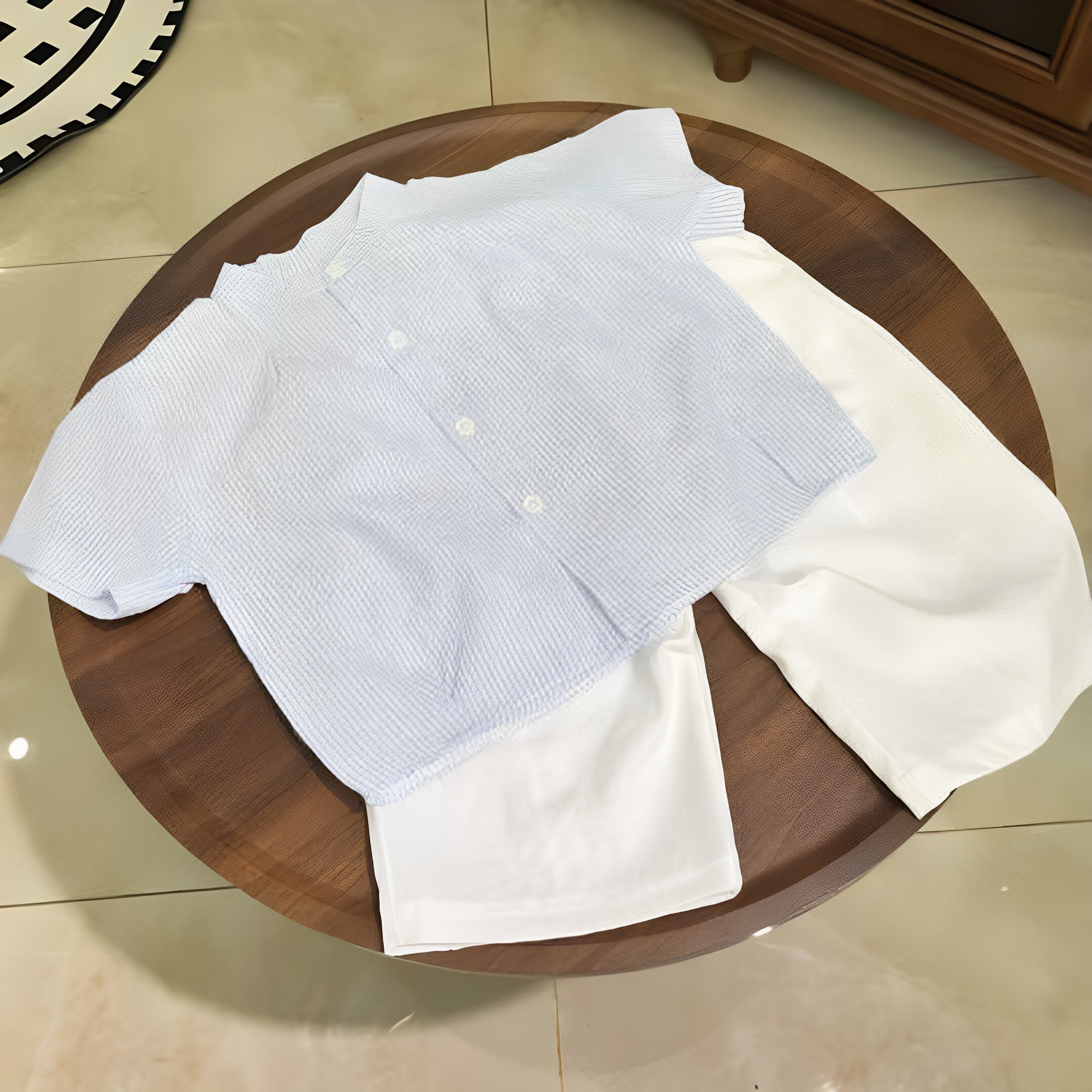 男女童夏款小清新条纹衬衫套装