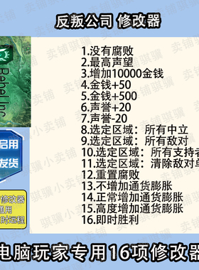 反叛公司修改器Rebel Inc_ Escalation辅助反叛公司科技工具单机