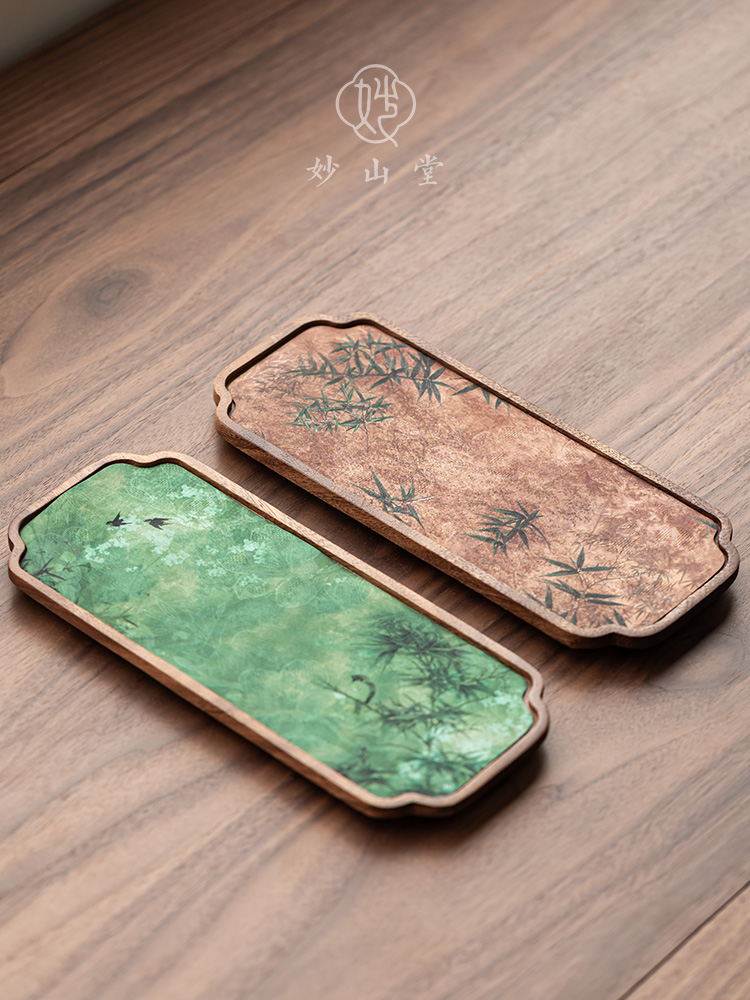 苗山堂核桃茶托盘，干茶托盘，中国茶托盘，长实木茶壶，防水茶垫
