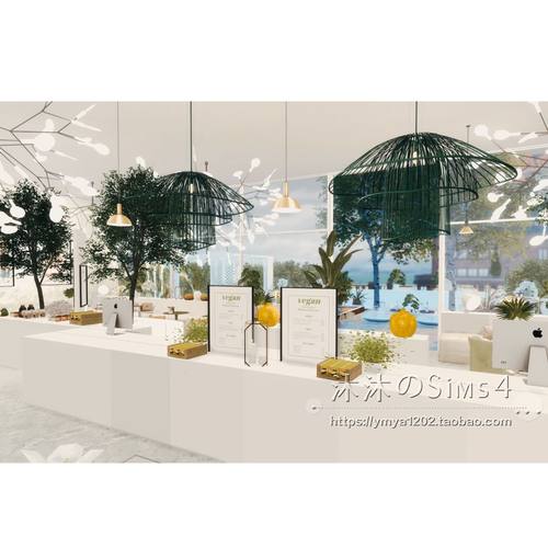 模拟人生4CC房屋mod|Vgan Food|可经营餐厅一套带家具|30x30|#431