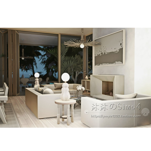 模拟人生4CC房屋mod|Coral|4卧3卫度假住宅一套带家具|40x30|#554