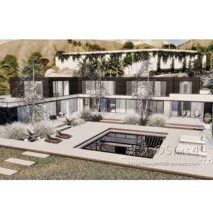 模拟人生4CC房屋mod|Moon豪宅|3卧2卫|住宅一套带家具|50x40|#449