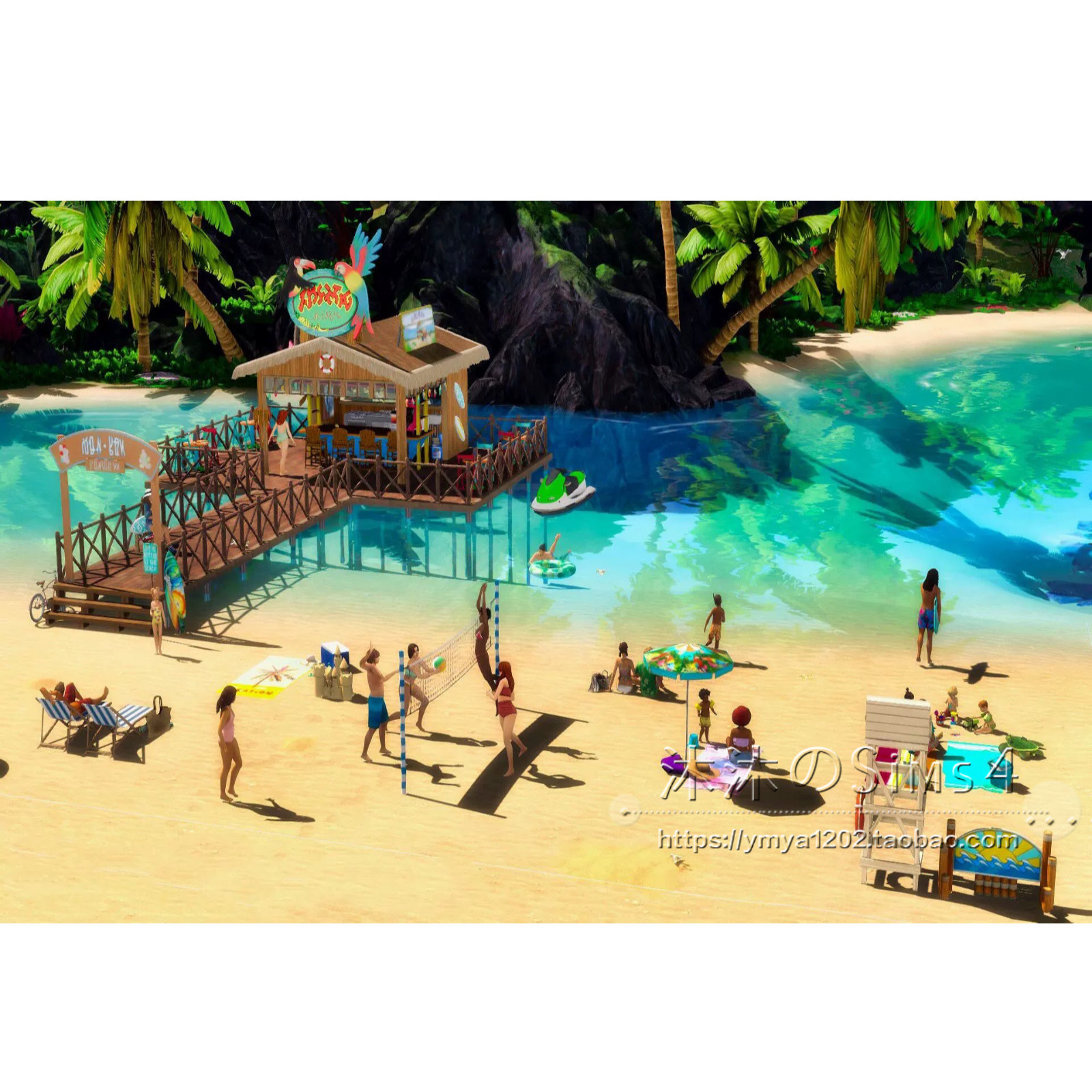 模拟人生4CC房屋mod|夏日海滩|酒廊一套带豪华家具|30x30| #112