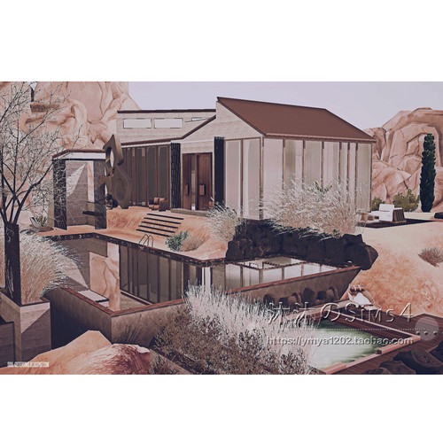模拟人生4CC房屋mod|Milja沙漠|1卧1卫|住宅一套带家具|50x50|#96