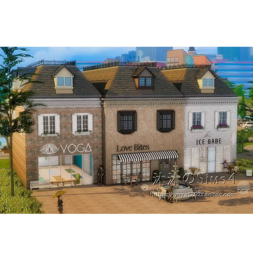 模拟人生4CC房屋mod|LoveBites餐厅|商业街一套带家具|30x30|#517