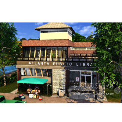 模拟人生4CC房屋mod|Atlanta|图书馆带泳池一套带家具|40x30|#257