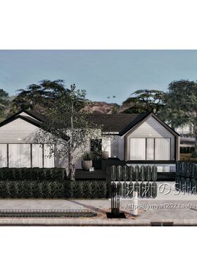 模拟人生4CC房屋mod|黑色别墅|2卧2卫|住宅一套带家具|40x30|#458