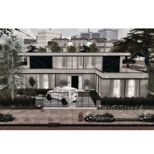 模拟人生4CC房屋mod|Black Villa|2卧2卫|住宅带家具|30x20|#459