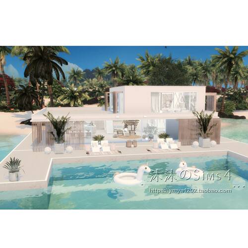 模拟人生4CC房屋mod|Beach home|1卧1卫住宅一套带家具40x30|#430