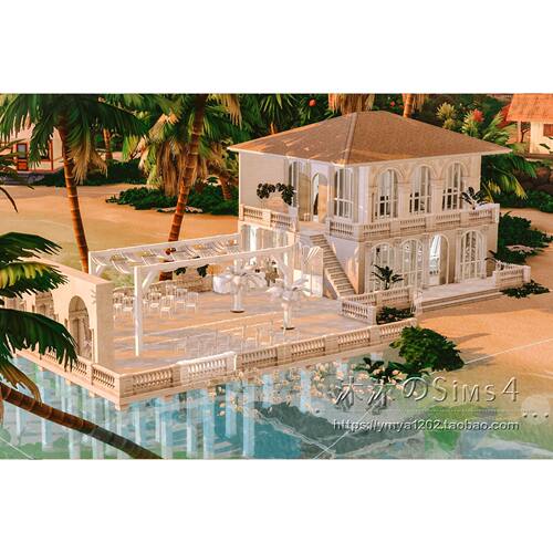 模拟人生4CC房屋mod|户外海滩婚礼|结婚场地一套带家具30x20|#250