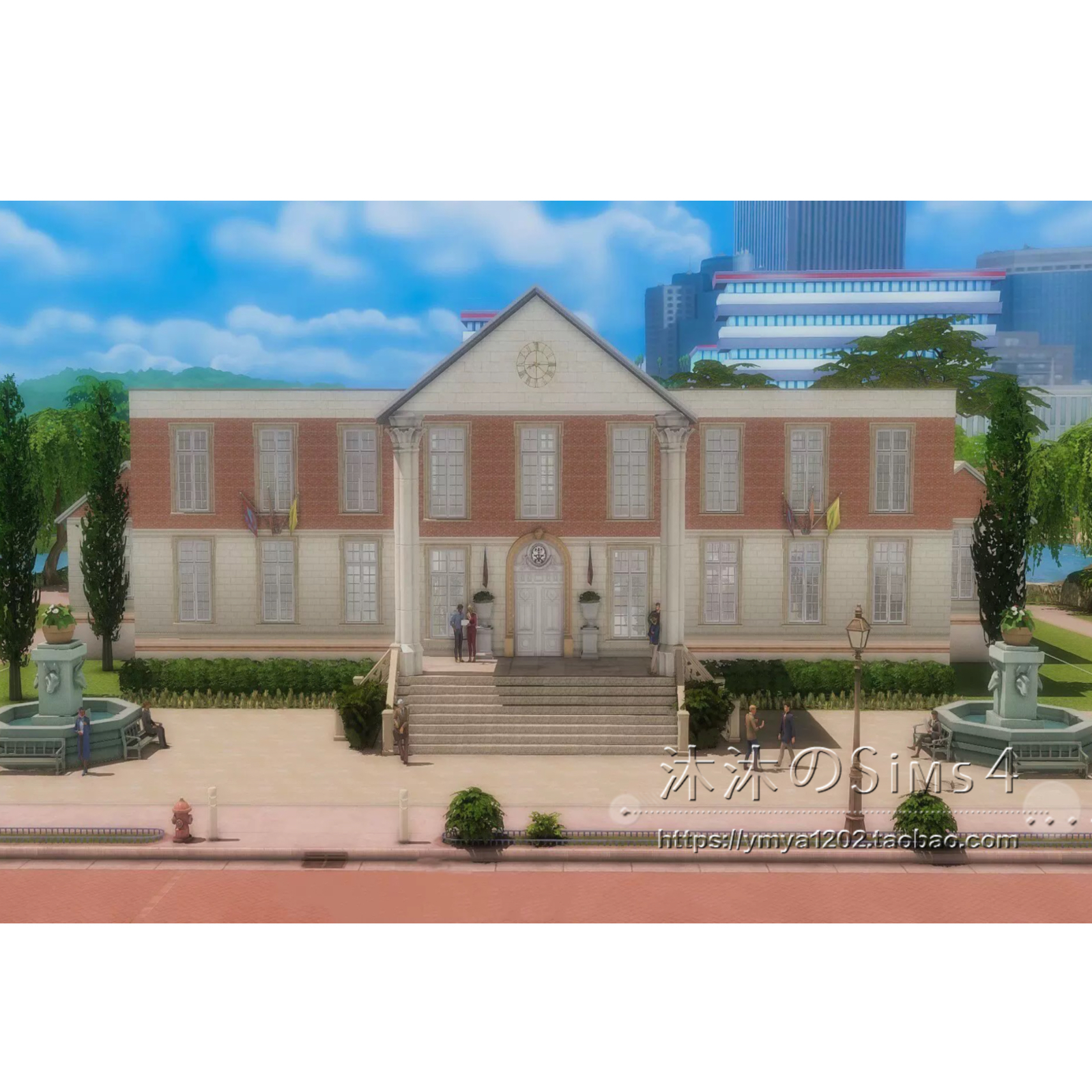 模拟人生4CC房屋mod|复古法院|故事剧场一套带豪华家具|50x40|#87