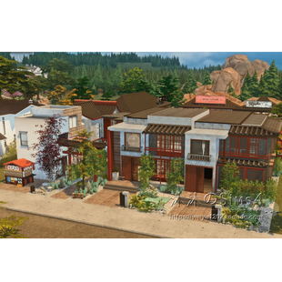 模拟人生4房屋mod|中式商业街|餐厅民宿商住一套带家具40x30|#231