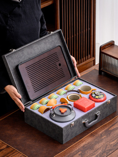 新款 便携包整套陶瓷泡茶防风炉带茶盘露营收纳煮茶炉 户外茶具套装
