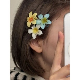 春日小众鸡蛋花发夹甜美少女氛围感海边拍照度假风发卡发饰
