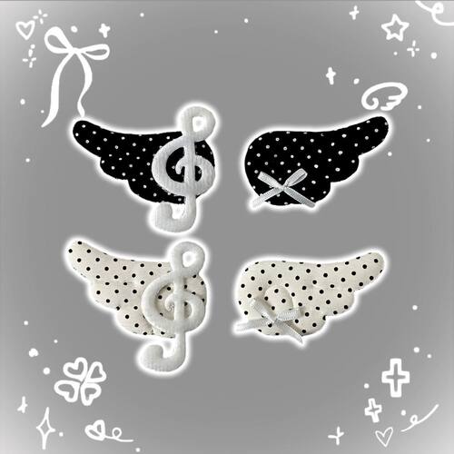 自制可爱独翼波点音符翅