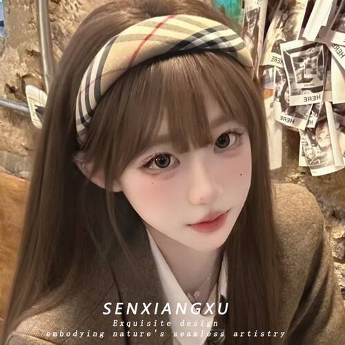 冷棕秋许~英伦学院风格纹宽发箍女高颅顶显脸小百搭头饰日常外戴
