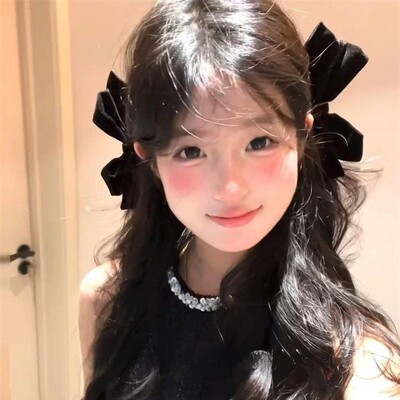 小香风新款立体黑色丝绒蝴蝶结发夹发卡可爱网红同款秋冬发饰