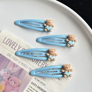可爱小熊发夹女bb侧边刘海夹儿童鸭嘴夹子小抓夹发卡头饰风侧边夹