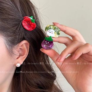 可爱作战 高级感刘海抓夹ins侧边夹子头饰 番茄小号发夹女2025新款