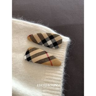 罗小辛复古小香时髦英伦卡其格子bb夹发夹高级感刘海夹侧边夹发饰