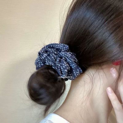 RASPBERRY原创藏青色点点大肠发圈洋气显白高级小众手作发绳