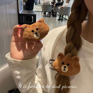 布朗熊头绳百搭韩国小熊皮筋头饰扎头发成人儿童皮套网红ins发圈