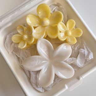 甜美超仙鸡蛋花晕染花朵发夹后脑勺发抓盘发鲨鱼海边度假拍照发饰